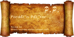 Pordán Péter névjegykártya
