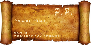 Pordán Péter névjegykártya